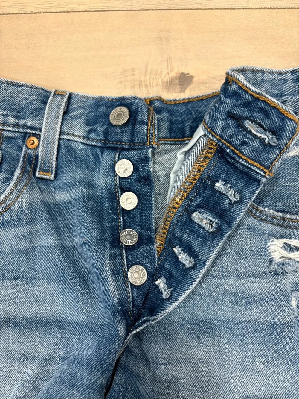 Levi's Distressed Cutoff Jean Shorts - Blue